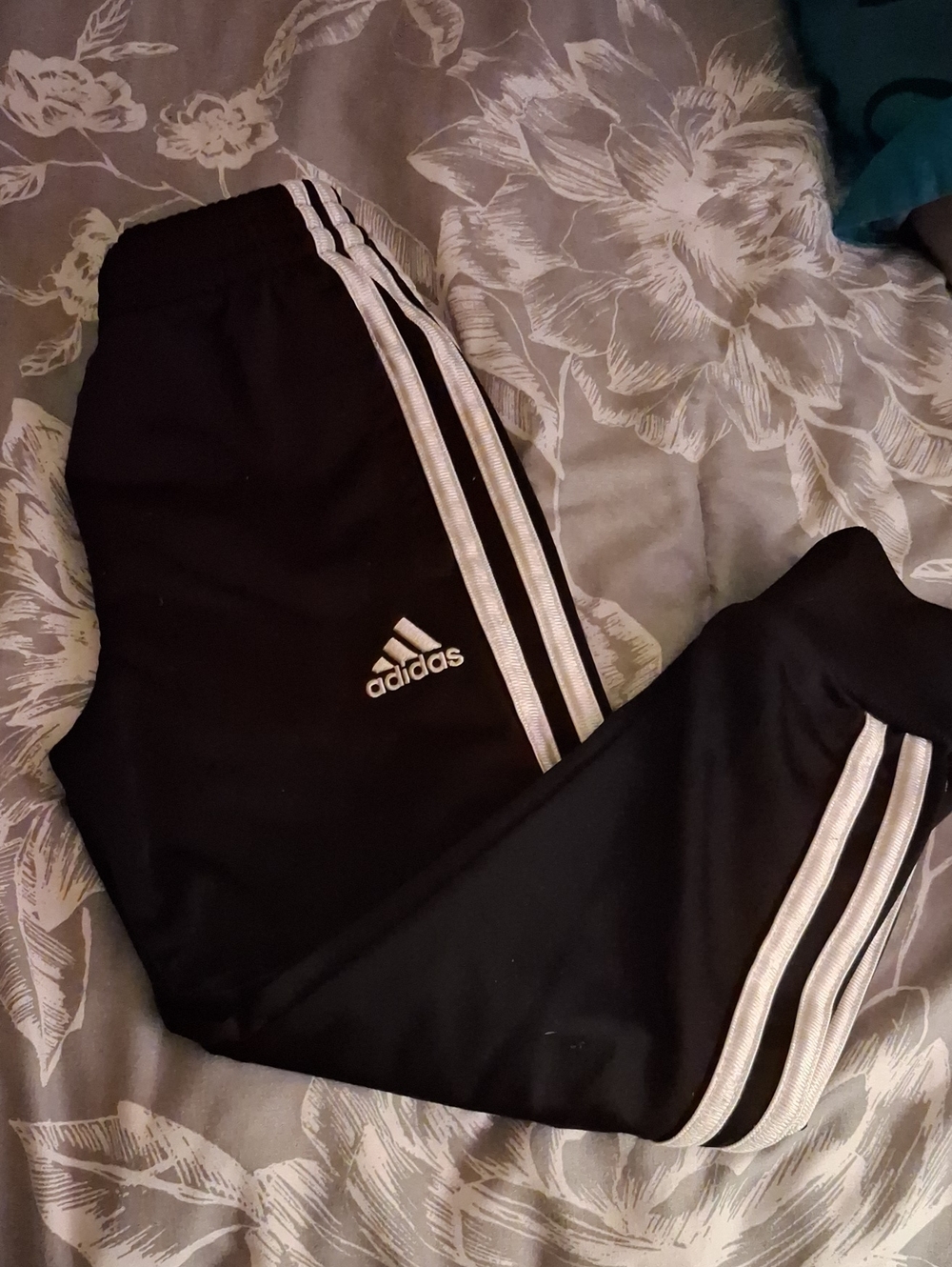 adidas Black Joggers with White Three-Stripe Detail